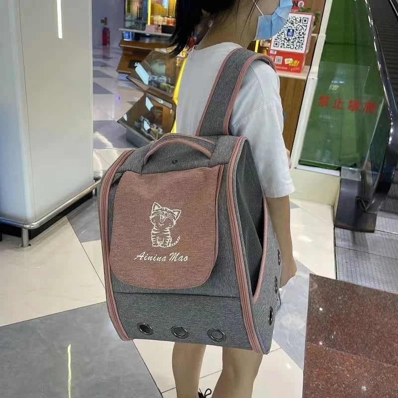 Pet Cat Carrier Bag Breathable Portable Cat Backpack Outdoor Small Dog Transport Carrying Bag Cat Backpack Carriers With Cushion