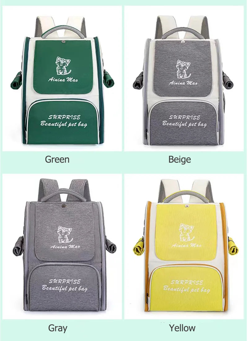 Pet Cat Carrier Bag Breathable Portable Cat Backpack Outdoor Small Dog Transport Carrying Bag Cat Backpack Carriers With Cushion