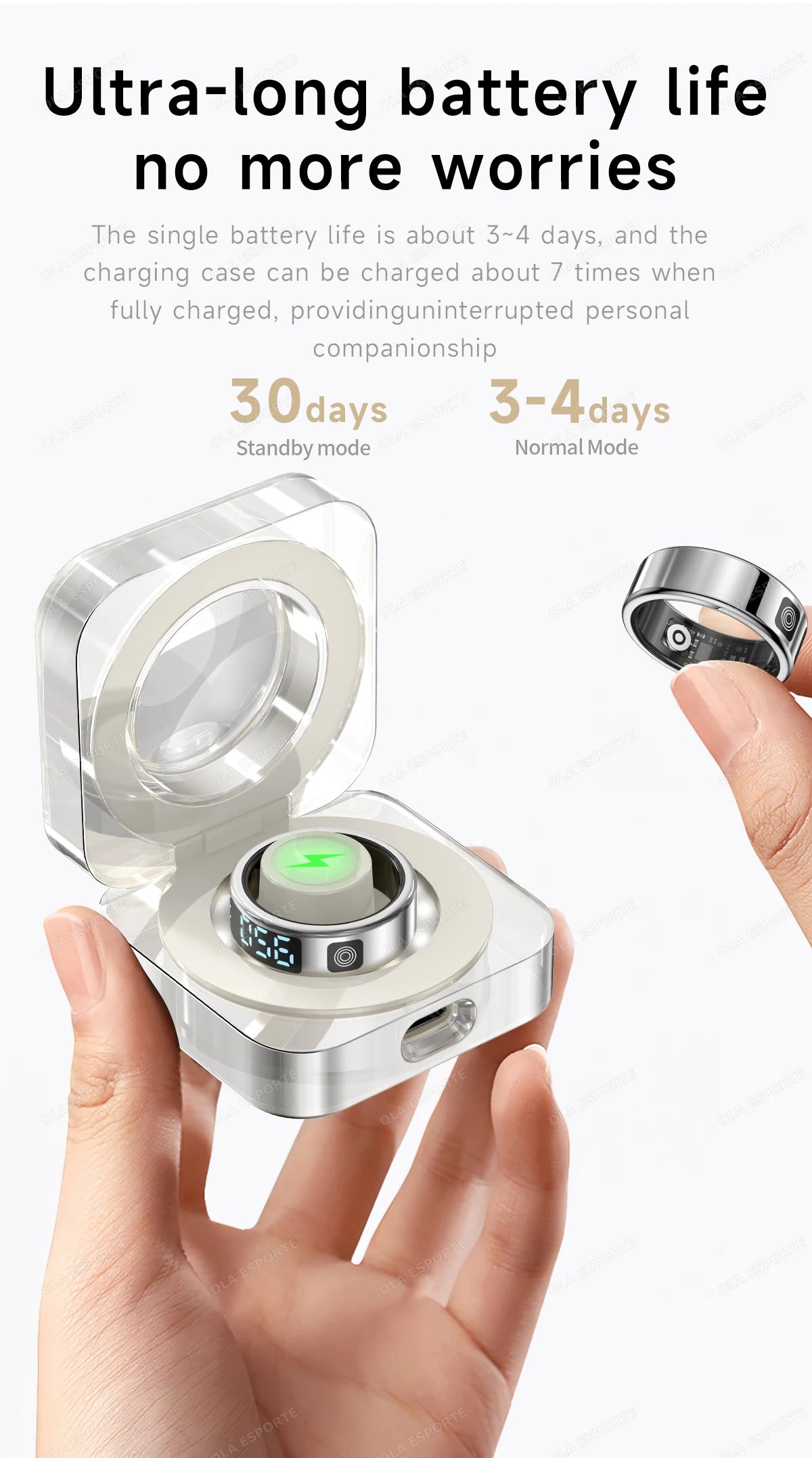 Smart Ring For Men Women Heart Rate Blood Oxygen Monitoring Multi Sports Modes 5ATM & IP68 Waterproof smartring For Android IOS