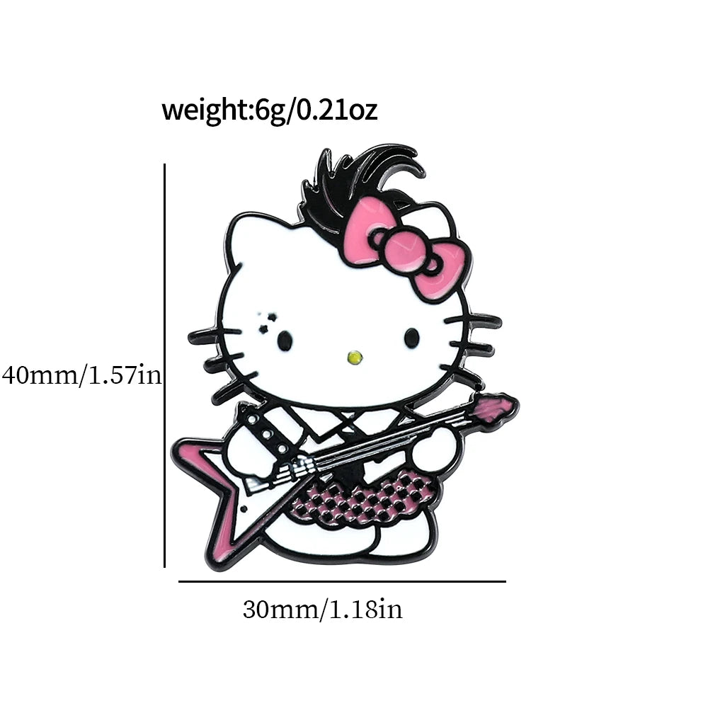 5 Pcs Fairy Tale Anime Sanrio Sticker Cute Hello Kitty Enamel Metal Backpack Mobile Accessories Gift For Friends