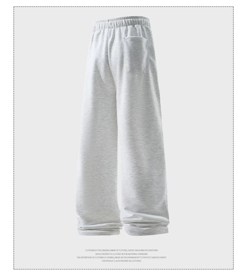Wide Leg Pant Fashion Causal Breathable Men Sweatpant Male Autumn Versatile Elastic High Waist Drawstring Loose Straight Trouser