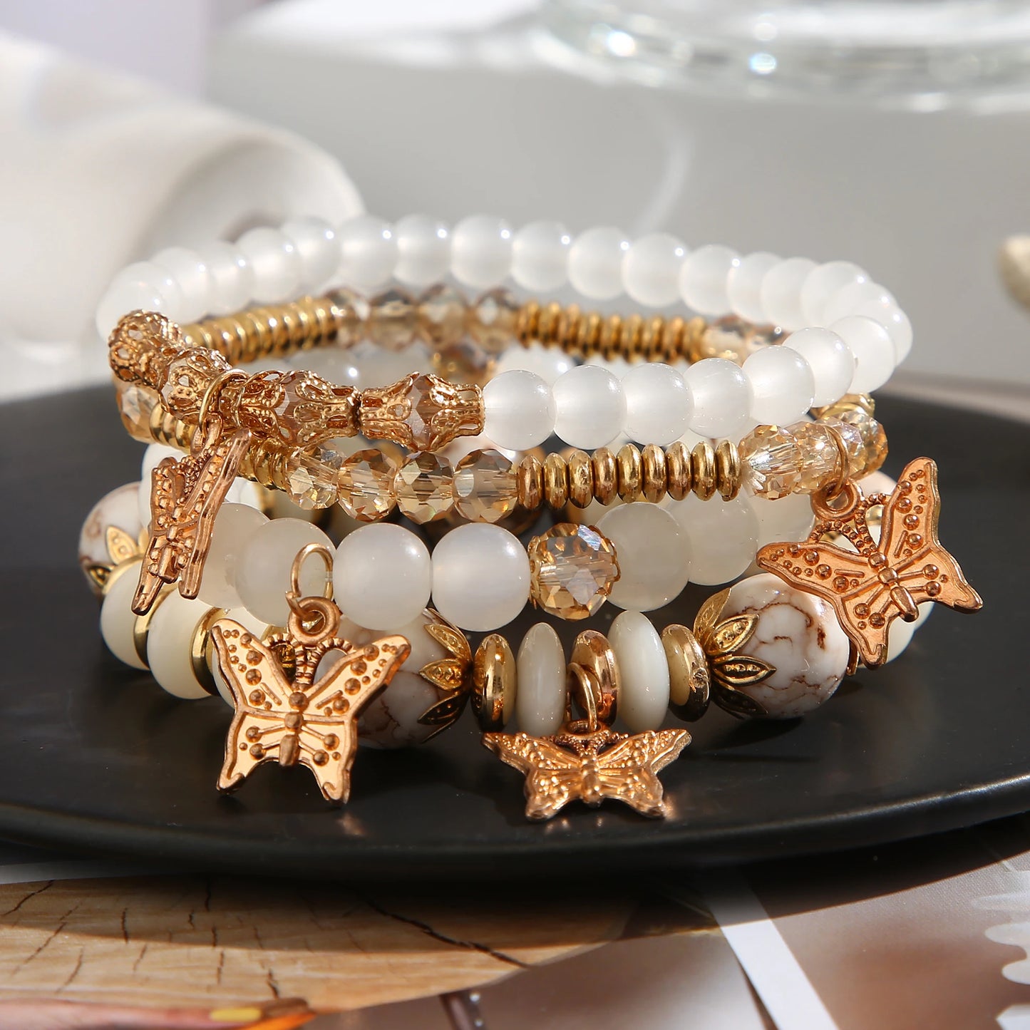4pcs String Bead Lady Bracelet New Fashion Style Hand Chain Bracelet Set Four-piece Butterfly Bracelet
