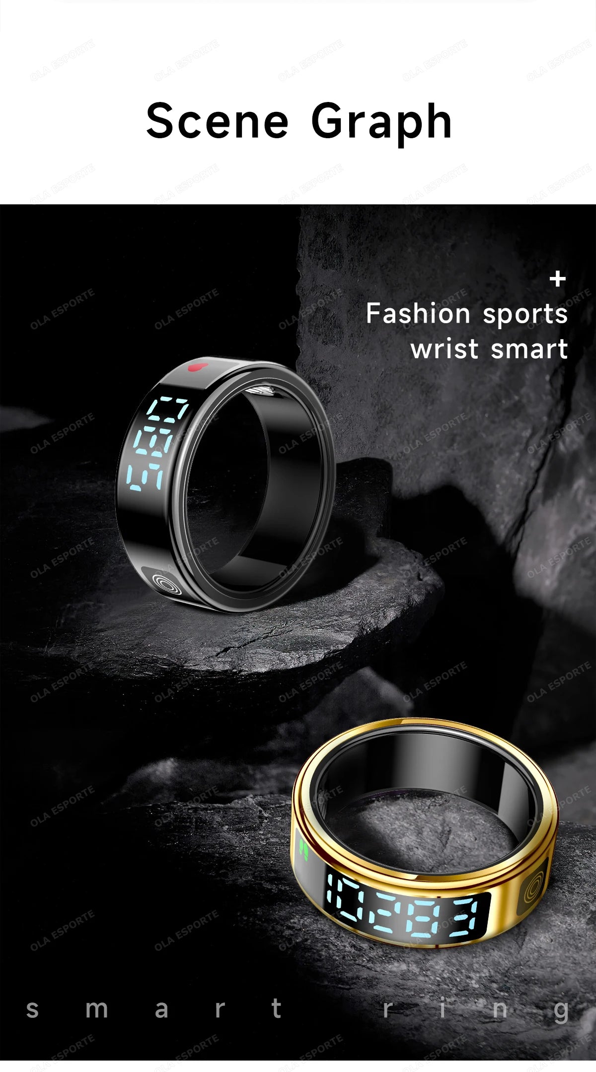 Smart Ring For Men Women Heart Rate Blood Oxygen Monitoring Multi Sports Modes 5ATM & IP68 Waterproof smartring For Android IOS