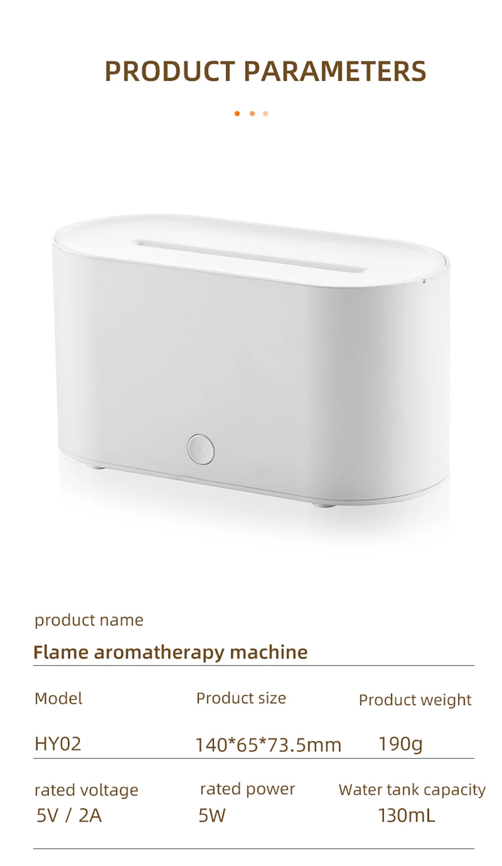 Aroma Diffuser Flame Air Humidifier USB Desktop for Household Bedroom Fragrance Essential Oil Diffuser with Colorful Night Light