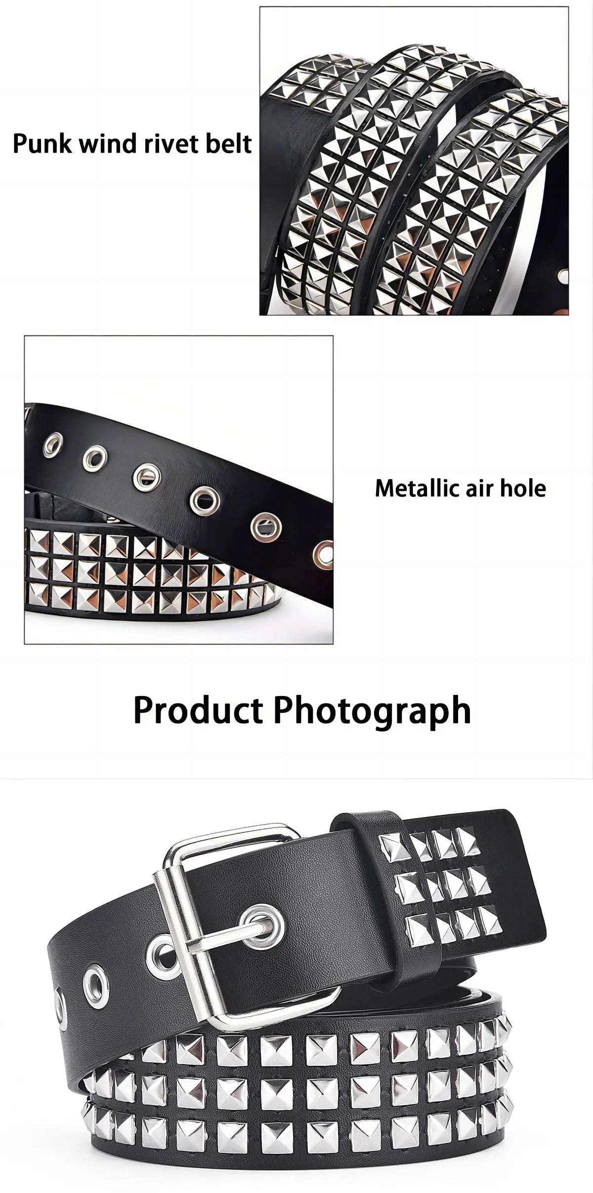 2024New Square Bead Rivet Belt Metal Pyramid Belt Men and Women Punk Hardware Jeans Belt Y2K Belt Designer Belt Women's Belts