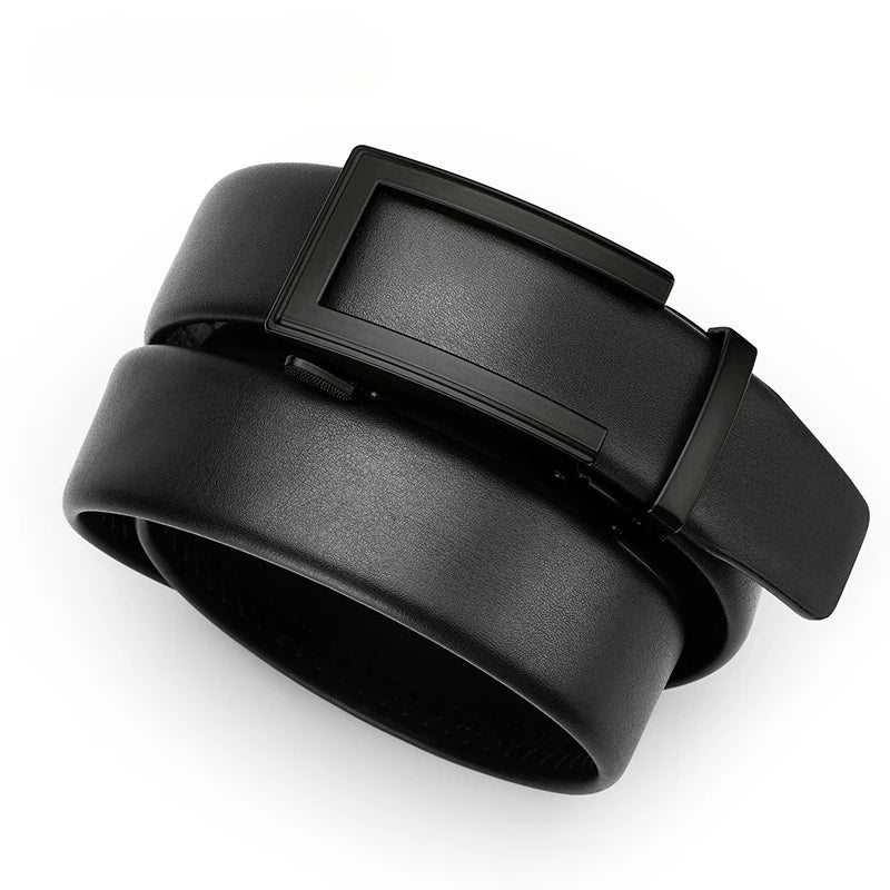 Fashion Men Genuine Leather Belt Automatic Buckle Adjustable Ratchet Belt Jeans Belt Formal Belt