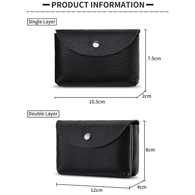 Genuine Leather Short Coin Wallets Card Holder Bag Case Portable Retro Cowhide Small Money Purse For Men Women Earphone Pouch