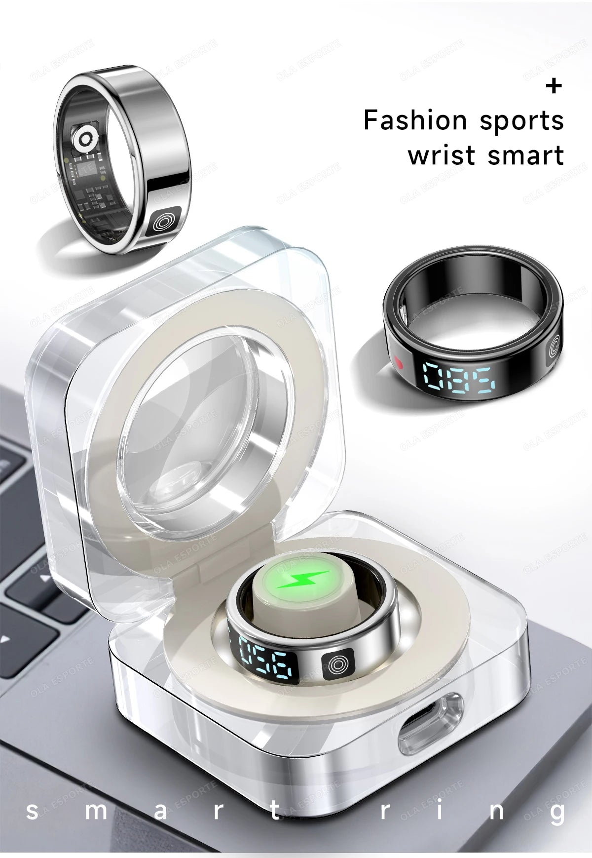 Smart Ring For Men Women Heart Rate Blood Oxygen Monitoring Multi Sports Modes 5ATM & IP68 Waterproof smartring For Android IOS