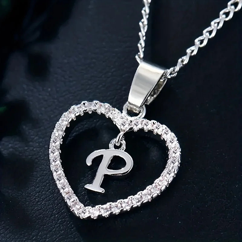 Bohemian Style Heart-shaped Letter Pendant Necklace, Wedding Party Gift For Men And Women,Delicate Gift for Men And Women