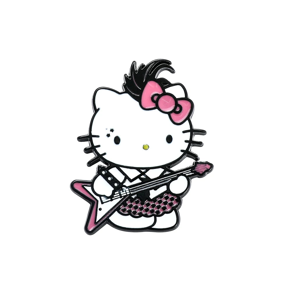 5 Pcs Fairy Tale Anime Sanrio Sticker Cute Hello Kitty Enamel Metal Backpack Mobile Accessories Gift For Friends
