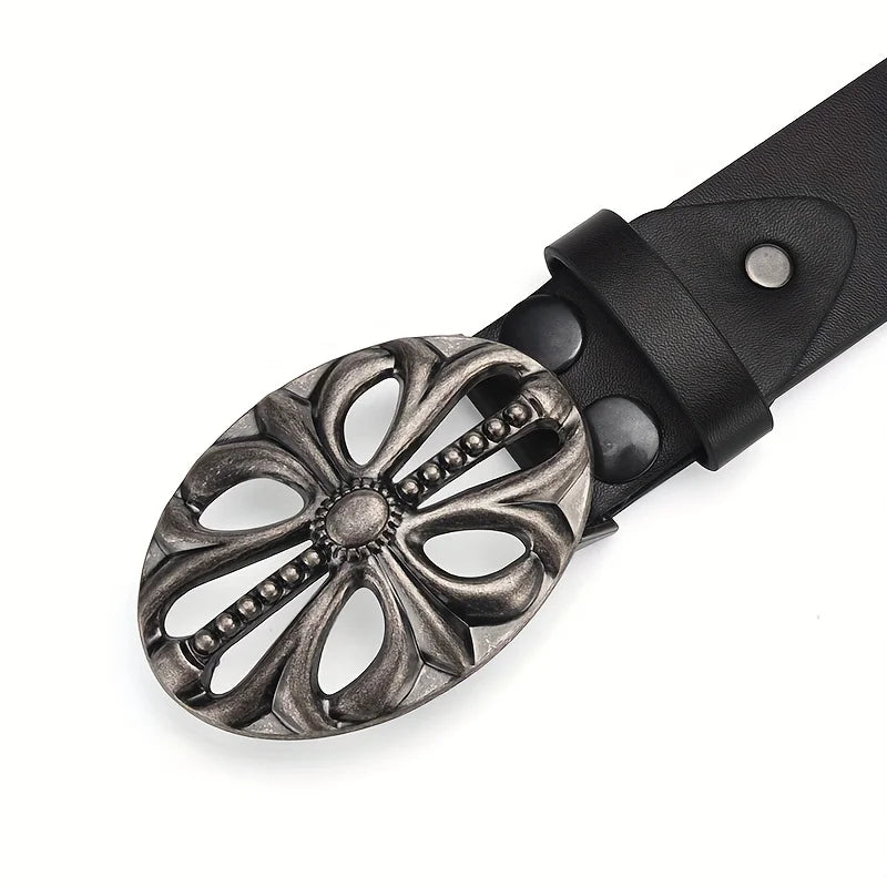 Men's Belt Bohemian Style Belt Vintage Inlaid Skeleton Head Women's Belt Riveted Belt Six Star Belt Punk Rock Sexpot Y2K Belts