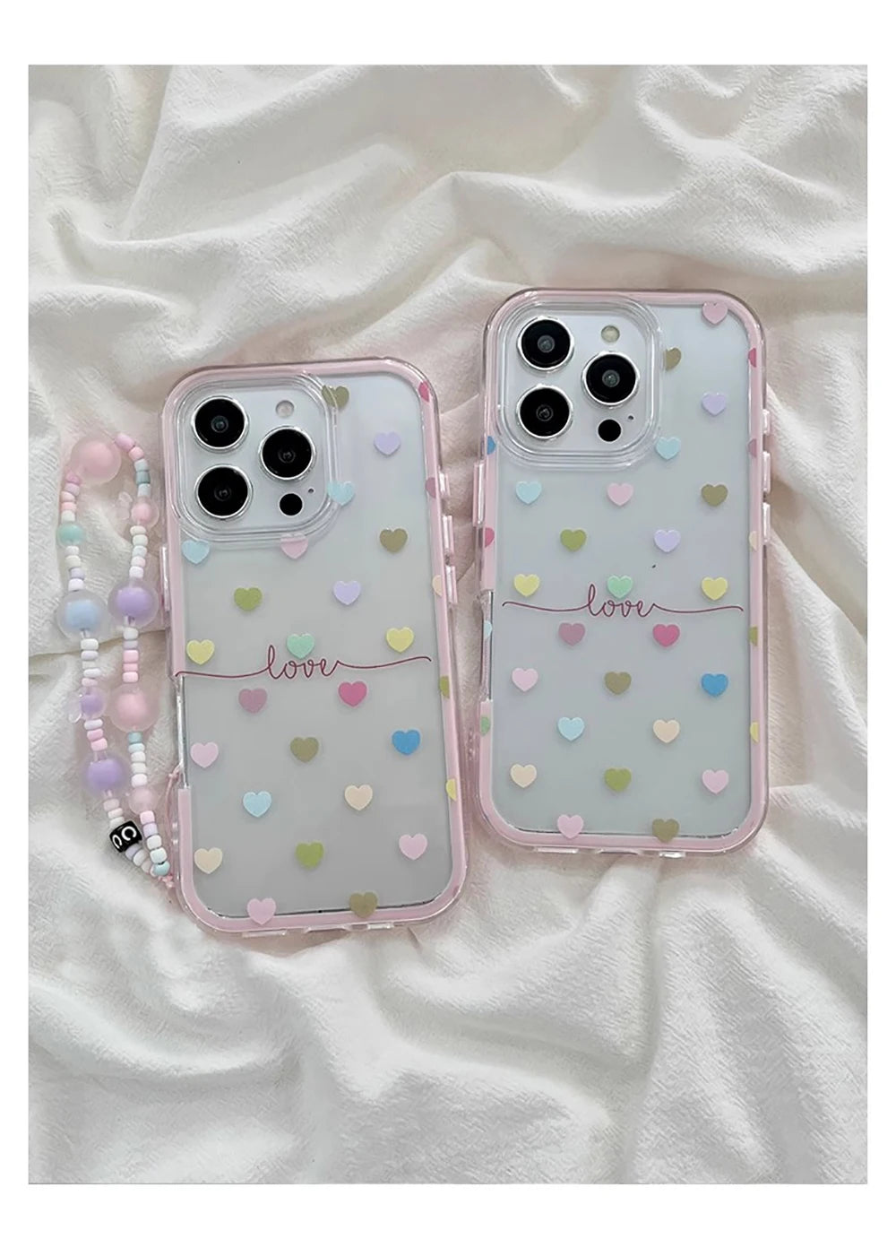 Cute Colorful Love Heart Phone Case for IPhone 13 Funda IPhone 16 15 14 Pro Max 15 pro Lovely Clear Silicone Soft Fashion Cover