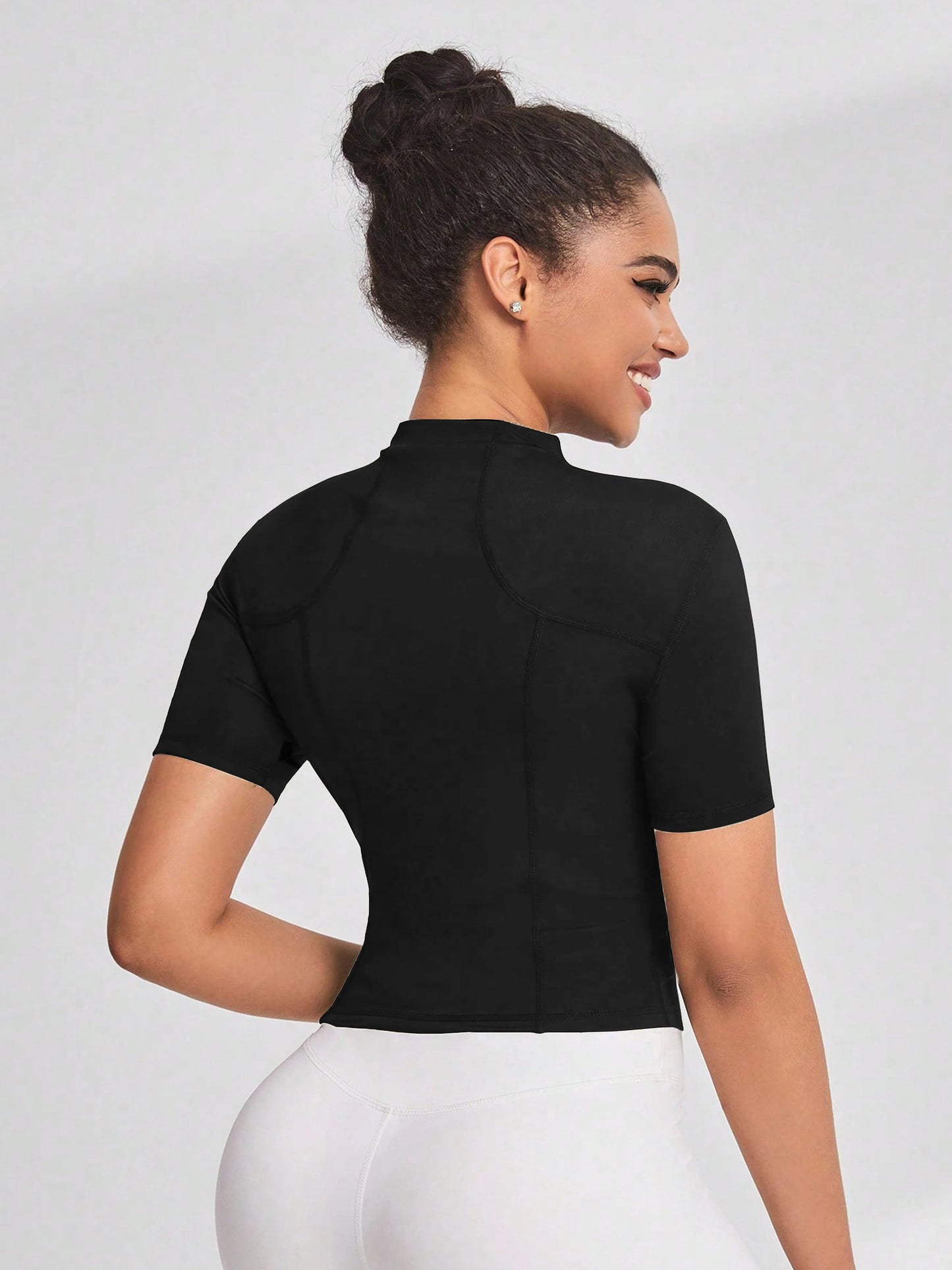 Fitness girl cycling yoga suit top, high-end full zipper jacket, sports T-shirt, training running short sleeved summer