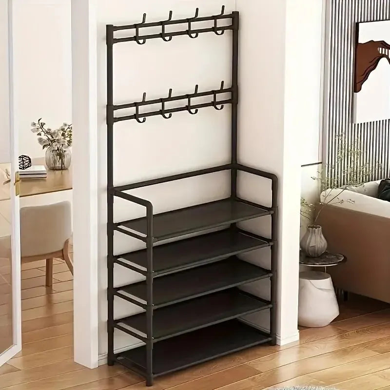 Five Layer Shoe Rack Simple Shoe Rack Integrated Storage Rack Household Shoe Rack Multifunctional Clothes Rack Coat Rack 2-piece
