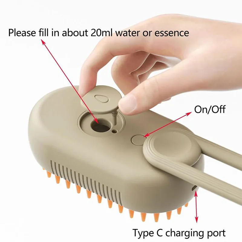 3-in-1 Dog Hair Brush Cat Hair Brush Electric Pet Cleaning Brush Steam Spray Brush Massage Hair Removal Comb Anti Flying Brush