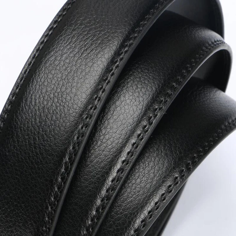 Men's Automatic Buckle Belts No Buckle 3.5cm Belt Body without Buckle High Quality Male PU Leather Strap Jeans Belt Wide