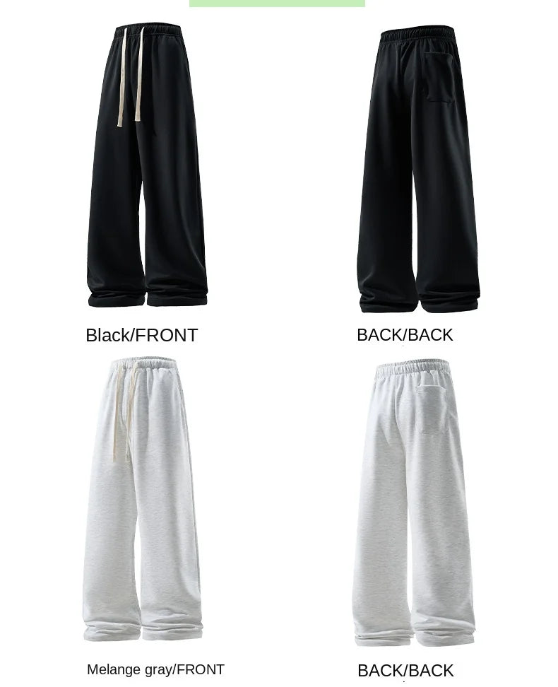 Wide Leg Pant Fashion Causal Breathable Men Sweatpant Male Autumn Versatile Elastic High Waist Drawstring Loose Straight Trouser