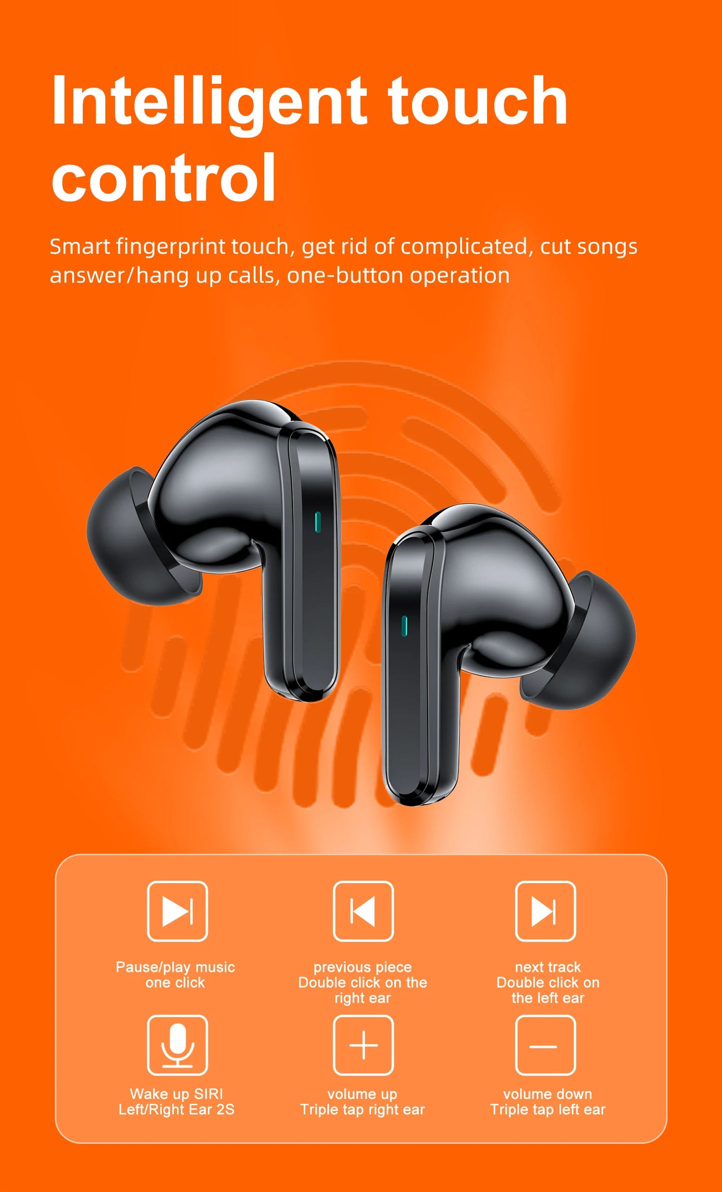 Wireless Bluetooth Headset Bluetooth Earphones with Charging Case Touch Control Bluetooth 5.3 Headphones with Display