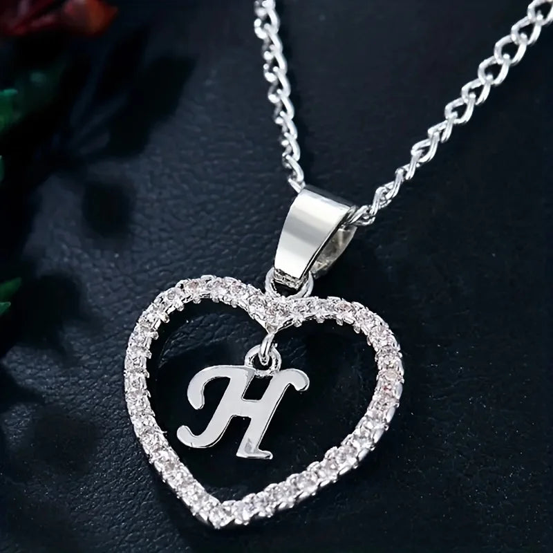 Bohemian Style Heart-shaped Letter Pendant Necklace, Wedding Party Gift For Men And Women,Delicate Gift for Men And Women