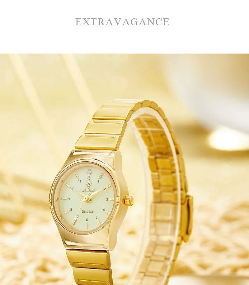 Brand New Wonen Watch Luxury Golden Quartz Stainless Steel Bracelet Waterproof Ladies Golden Wristwatch Girl Clock Relogio mujer
