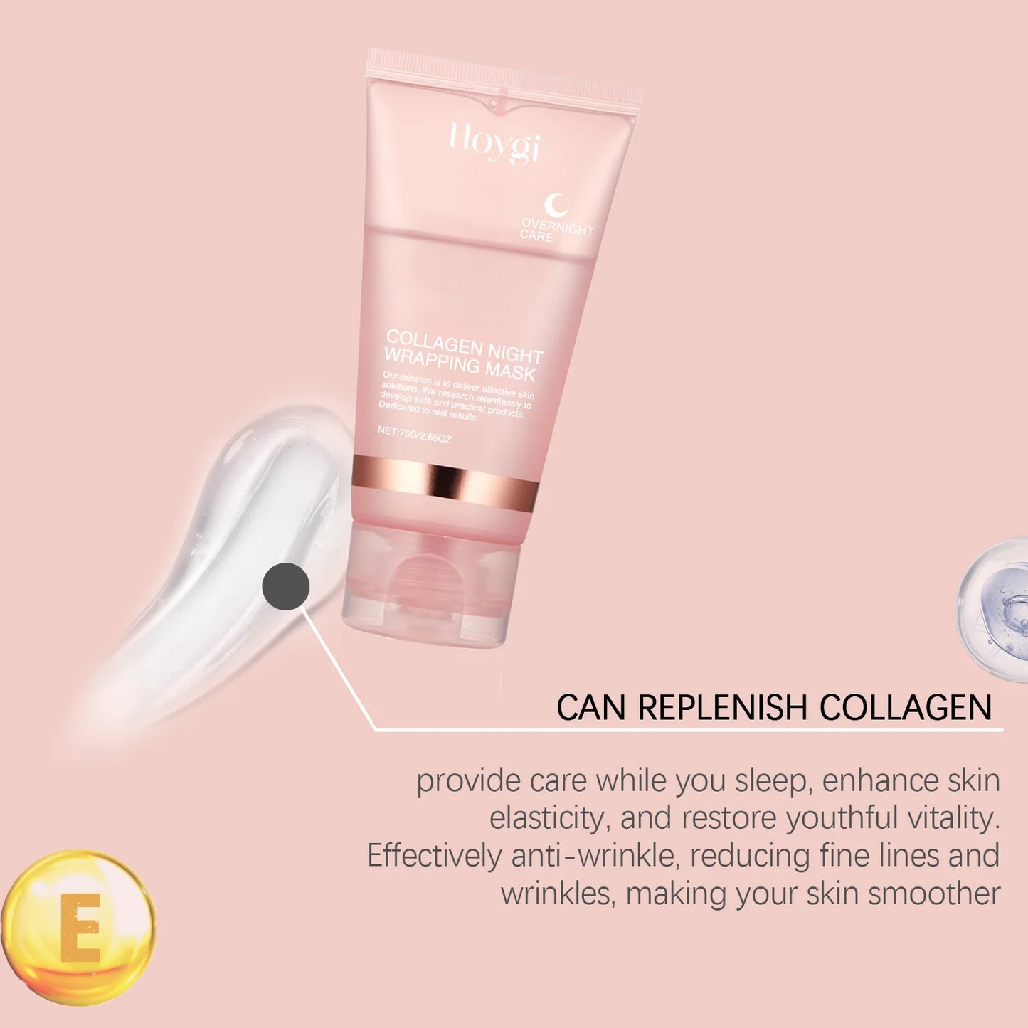 Ouhoe Collagen Peel Off Mask with Application Brush Anti Wrinkle Firming Hydrating Easy Peel All Skin Types Non Irritating Clean