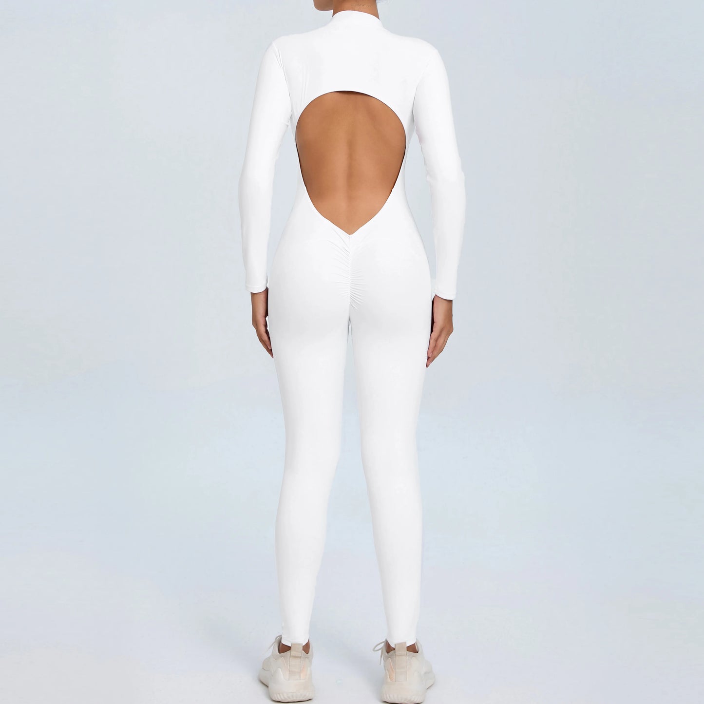 Women Sportwear Yoga Jumpsuit Zip Long Sleeve Back Open Outfit Fitness Tracksuit Tight One-piece Gym Overalls Sports Bodysuit