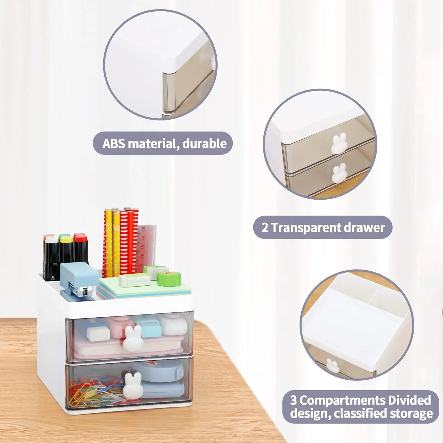 Small Desk Organizer with Drawer An All in One Solution for Office Desktop Makeup and Business Card Pen Stationery Storage