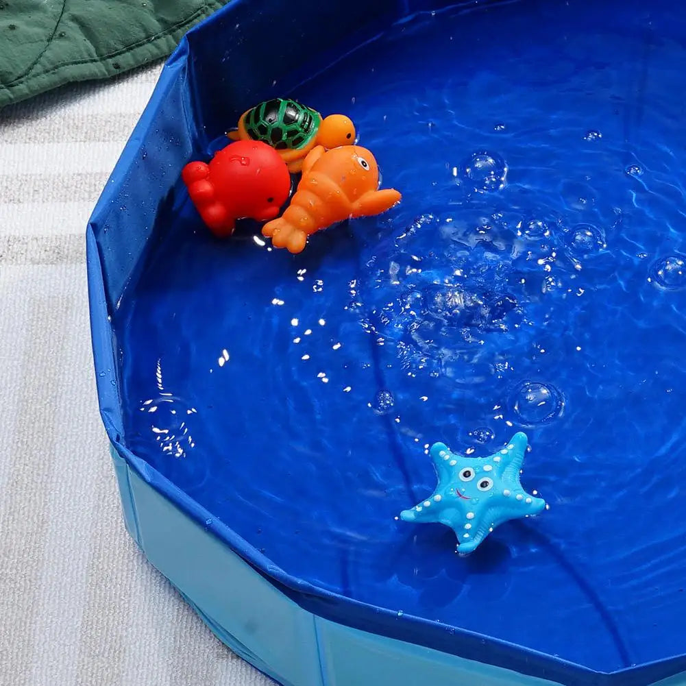 Foldable Dog Bath Swimming Pool Cat Pool Toy With Fish-Water Endless Self Play Interactive Cat Toys Pet Cleaning Water Basin