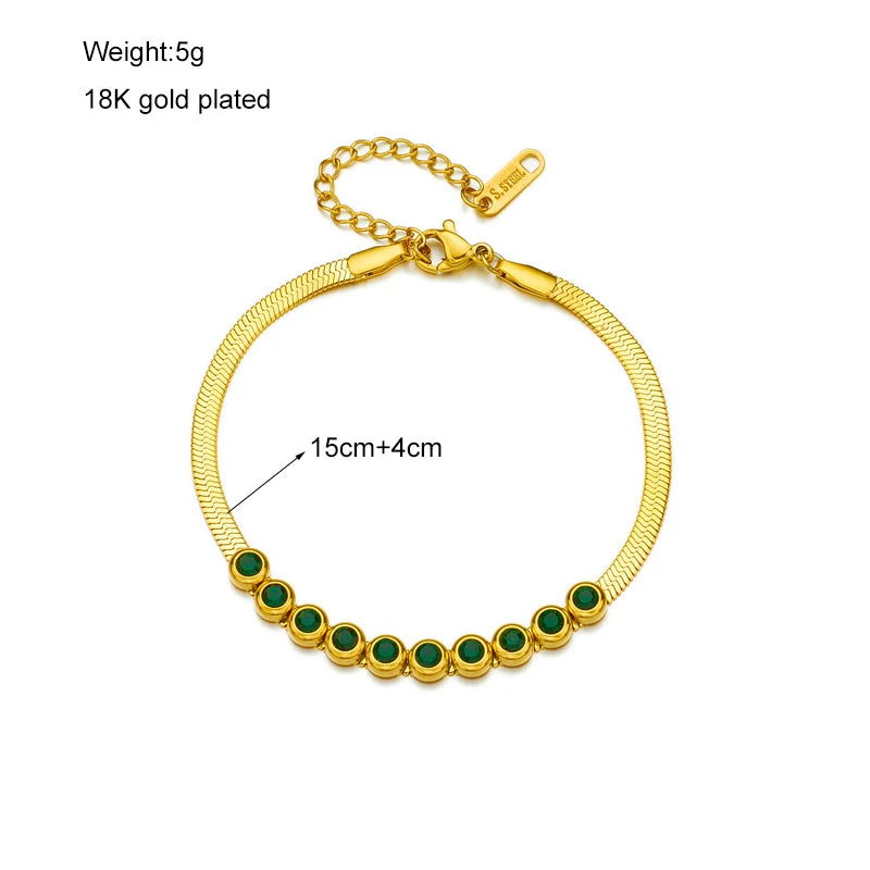 DIEYURO 316 Stainless Steel Butterfly Lightning Green Stone Charm Bracelet For Women Vintage Girls Multilayer Wrist Jewelry Gift