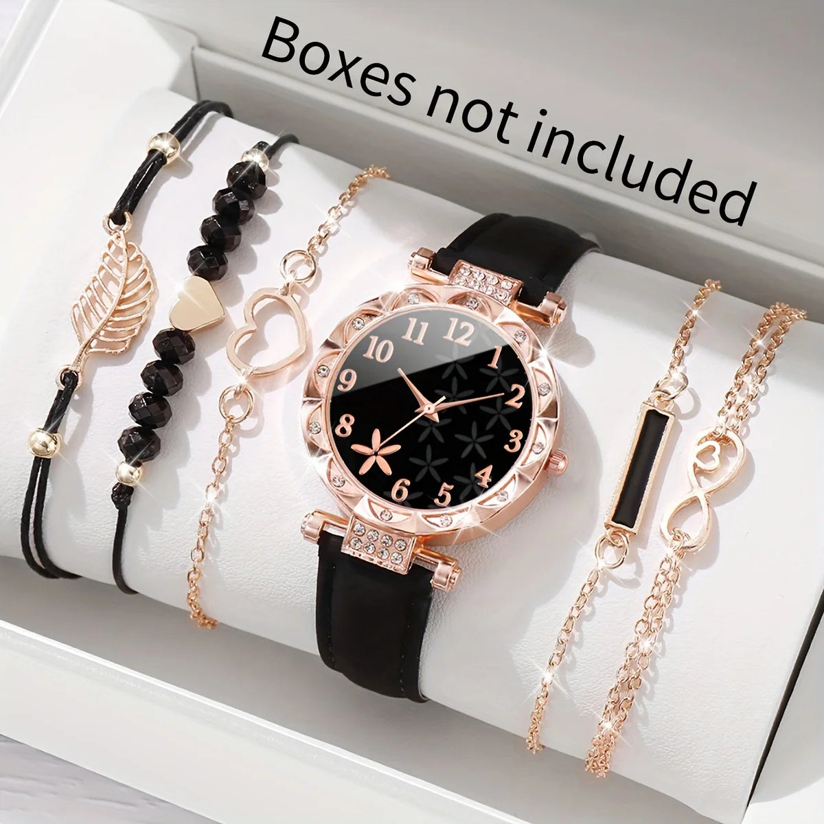 5PCS Set Watch For Women Luxury Leather Analog Ladies Quartz Wrist Watch Fashion Bracelet Watch Set Female Relogio Feminino