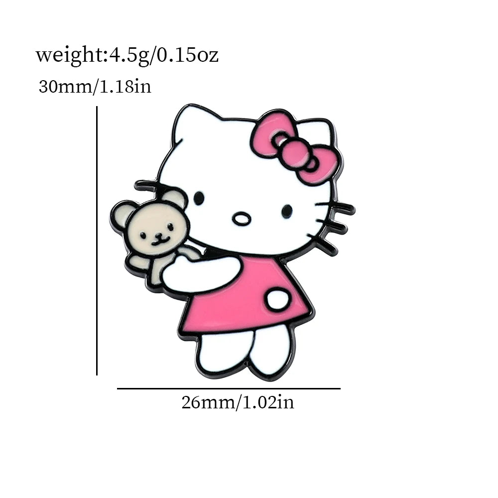 5 Pcs Fairy Tale Anime Sanrio Sticker Cute Hello Kitty Enamel Metal Backpack Mobile Accessories Gift For Friends