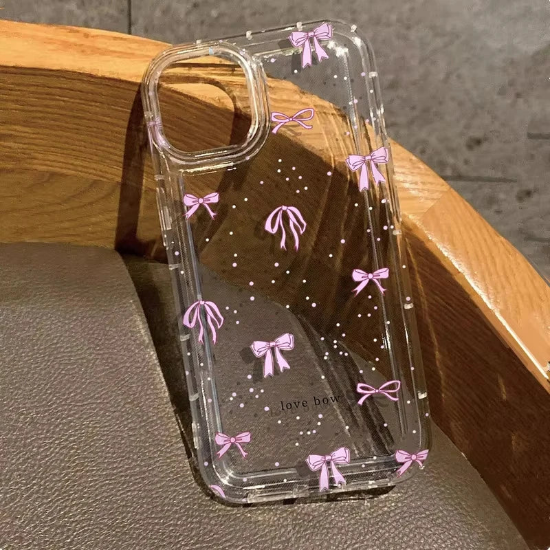 Colorful Bow Print Phone Case For iPhone 11 12 13 14 15 16 Pro Max XR X XS Mini 8 7 Plus SE 2020 2022 Shockproof Fundas