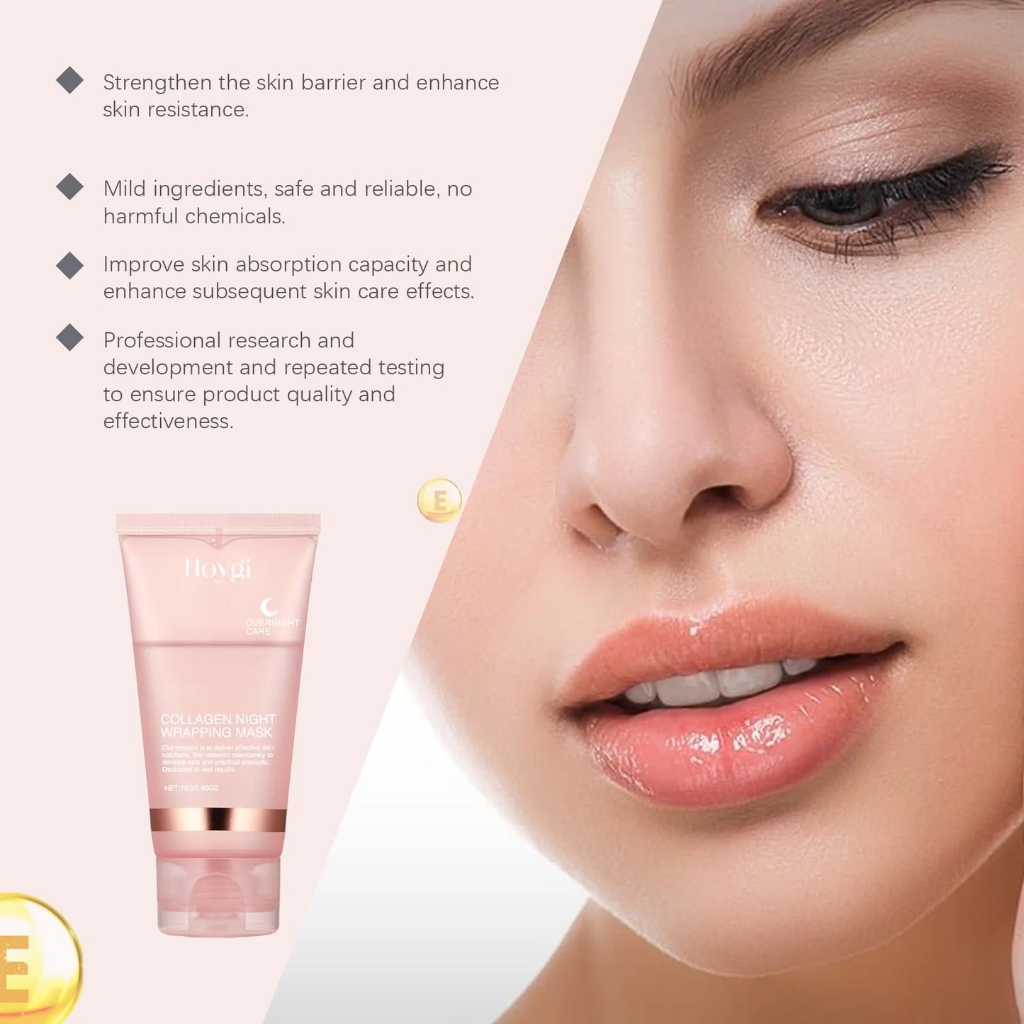 Ouhoe Collagen Peel Off Mask with Application Brush Anti Wrinkle Firming Hydrating Easy Peel All Skin Types Non Irritating Clean