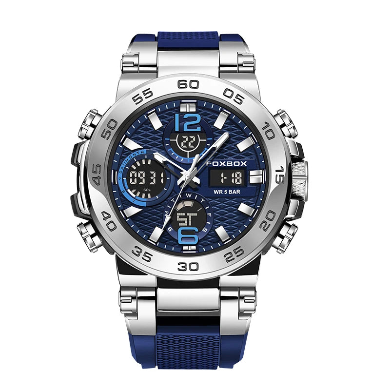 LIGE New Watches For Men 50M Waterproof Clock Alarm reloj hombre LCD Dual Display Wristwatch Quartz Military Sports Mens Watch