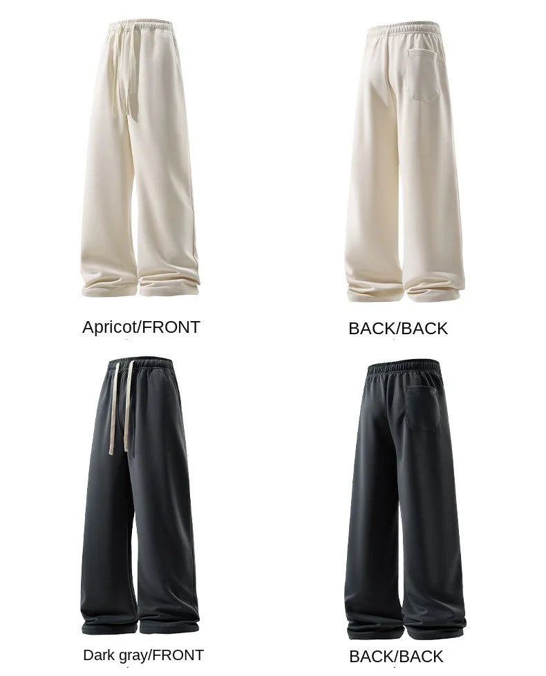 Wide Leg Pant Fashion Causal Breathable Men Sweatpant Male Autumn Versatile Elastic High Waist Drawstring Loose Straight Trouser