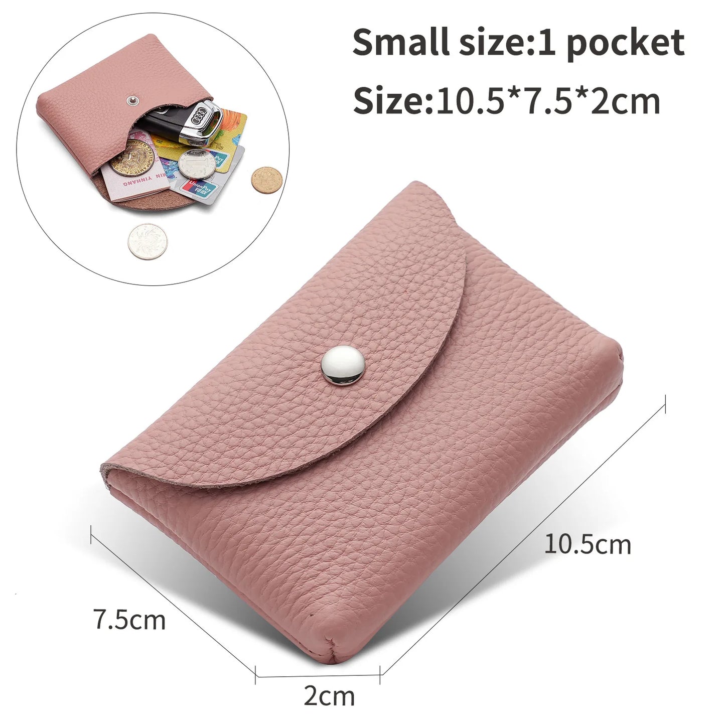 Genuine Leather Short Coin Wallets Card Holder Bag Case Portable Retro Cowhide Small Money Purse For Men Women Earphone Pouch