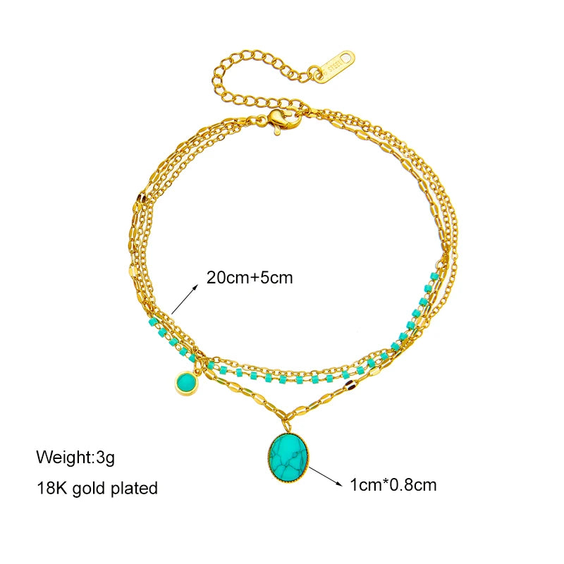 DIEYURO 316 Stainless Steel Butterfly Lightning Green Stone Charm Bracelet For Women Vintage Girls Multilayer Wrist Jewelry Gift