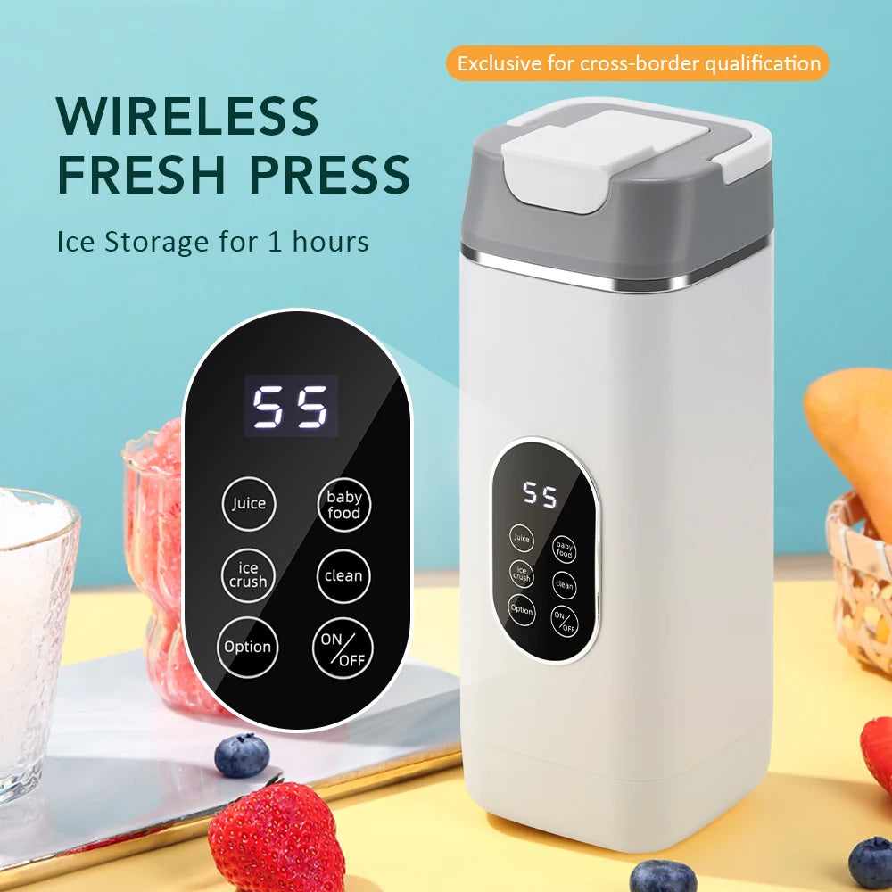 Electric Blender Fruit Juice Cup 12 Blades Crushed Ice Juiceing Cup for Smoothies and Shakes LED Display Portable Juicer Mixer