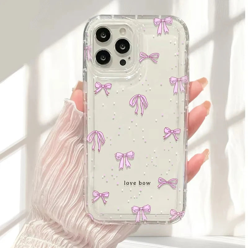 Colorful Bow Print Phone Case For iPhone 11 12 13 14 15 16 Pro Max XR X XS Mini 8 7 Plus SE 2020 2022 Shockproof Fundas