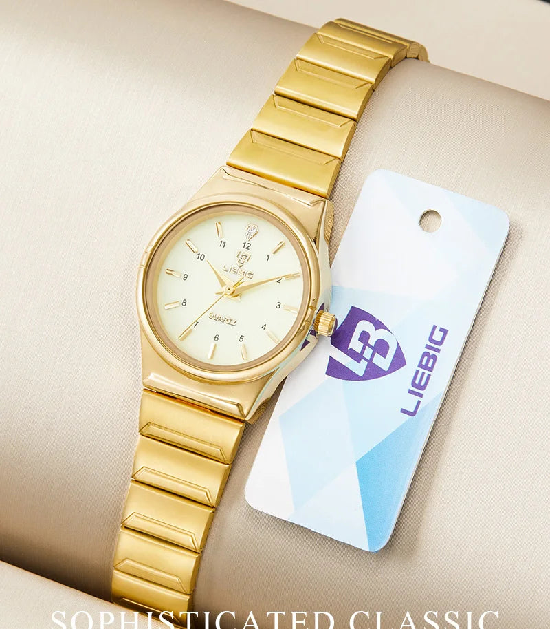 Brand New Wonen Watch Luxury Golden Quartz Stainless Steel Bracelet Waterproof Ladies Golden Wristwatch Girl Clock Relogio mujer