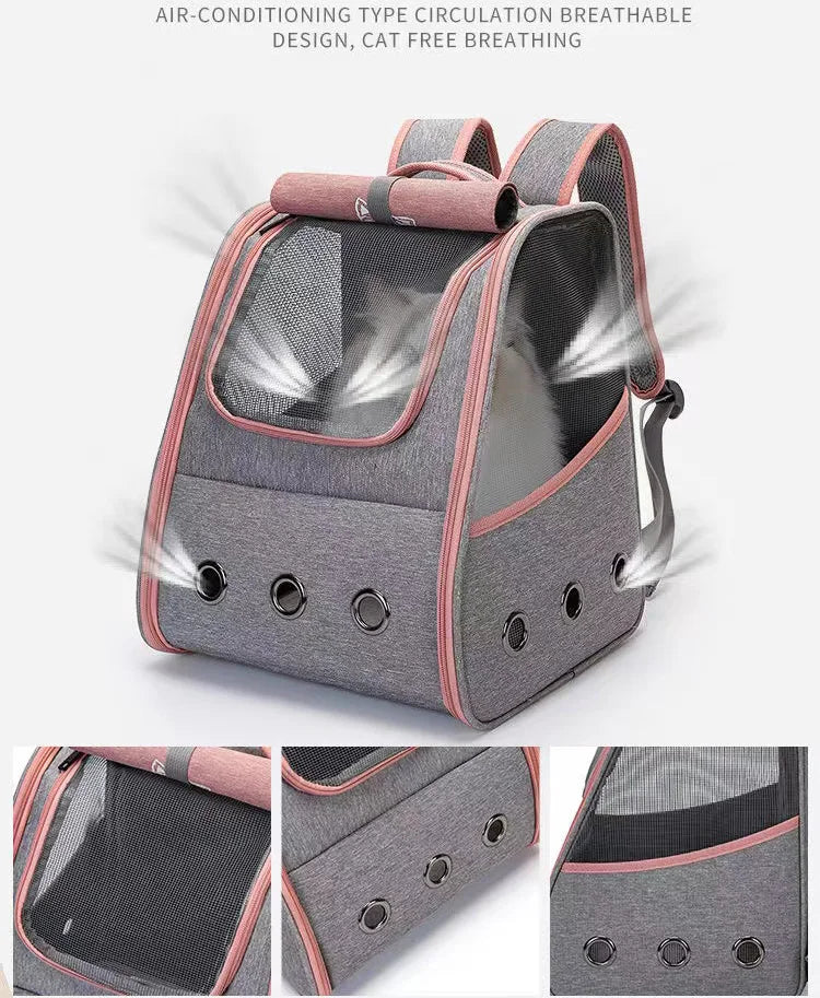 Pet Cat Carrier Bag Breathable Portable Cat Backpack Outdoor Small Dog Transport Carrying Bag Cat Backpack Carriers With Cushion
