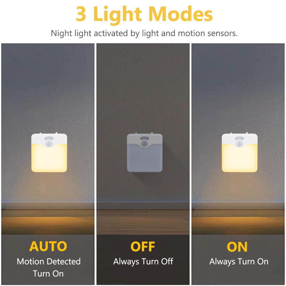 Motion Sensor LED Night Light UK EU Plug Dimmable Wireless Lamp for Kids Room Energy Efficient Dusk to Dawn Sensor Stairway Lamp