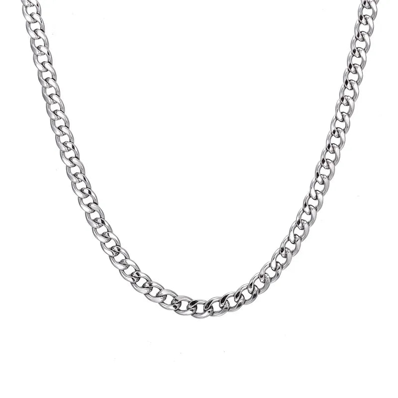 Punk Size 2-7mm Mens Curb Cuban Link Chain Stainless Steel Necklace Women Silver Color Male Jewelry Gifts For Hiphop Boy