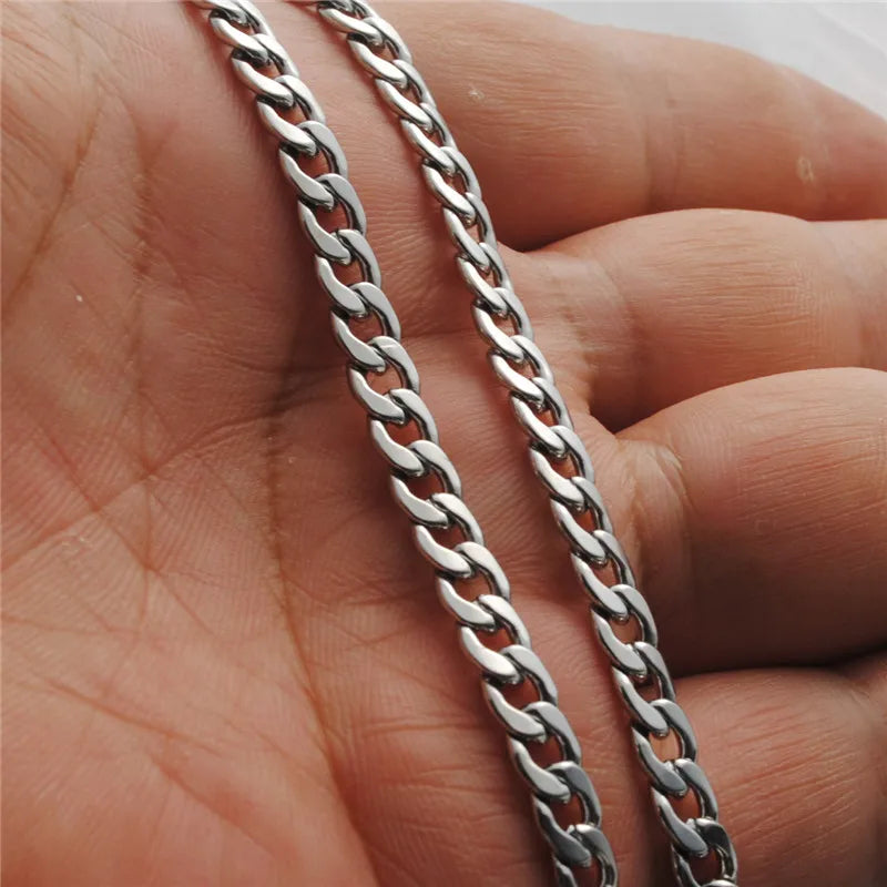 Punk Size 2-7mm Mens Curb Cuban Link Chain Stainless Steel Necklace Women Silver Color Male Jewelry Gifts For Hiphop Boy