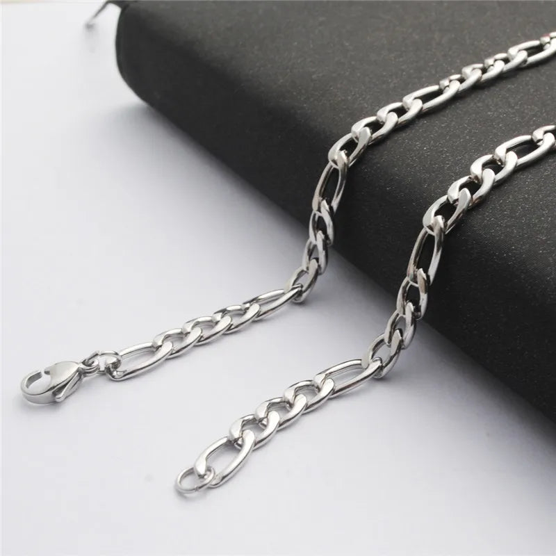 Punk Size 2-7mm Mens Curb Cuban Link Chain Stainless Steel Necklace Women Silver Color Male Jewelry Gifts For Hiphop Boy