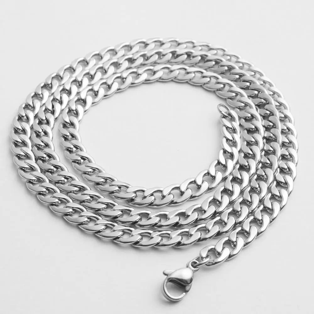 Punk Size 2-7mm Mens Curb Cuban Link Chain Stainless Steel Necklace Women Silver Color Male Jewelry Gifts For Hiphop Boy