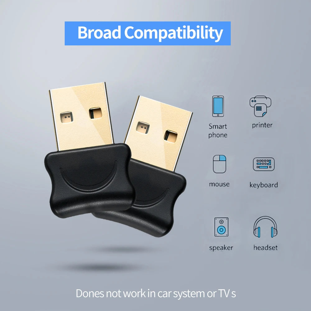 5.0 Bluetooth-compatible Adapter USB Transmitter for Pc Computer Receptor Laptop Earphone Audio Printer Data Dongle Receiver
