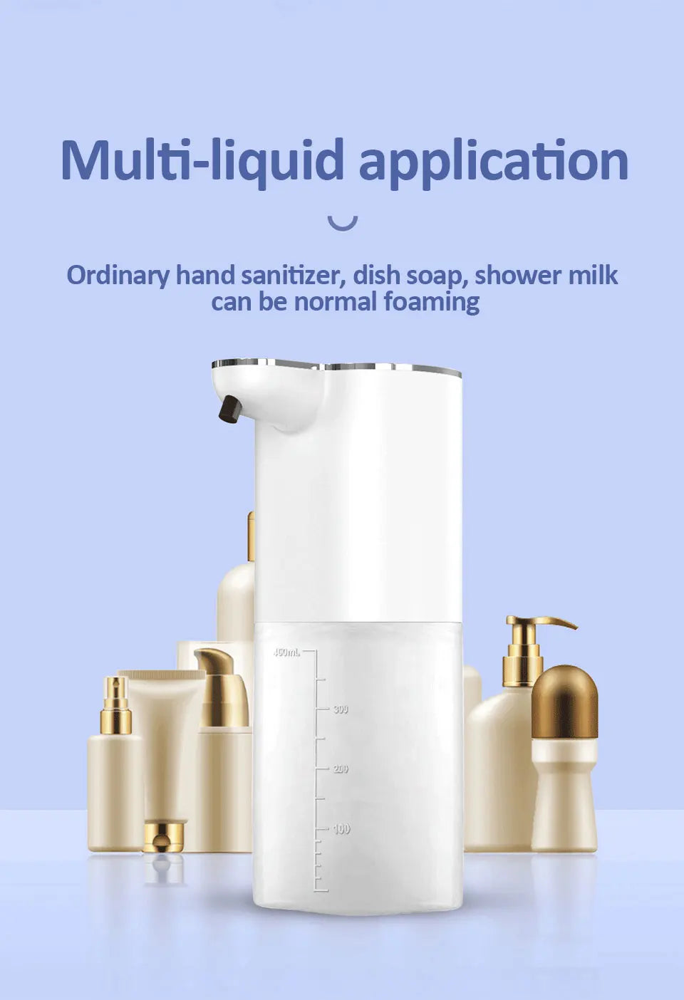 Automatic Foam Soap Dispensers 400ml 4-Gears Bathroom Smart Washing Hand Machine USB Rechargeable Touchless Hand Sanitizers