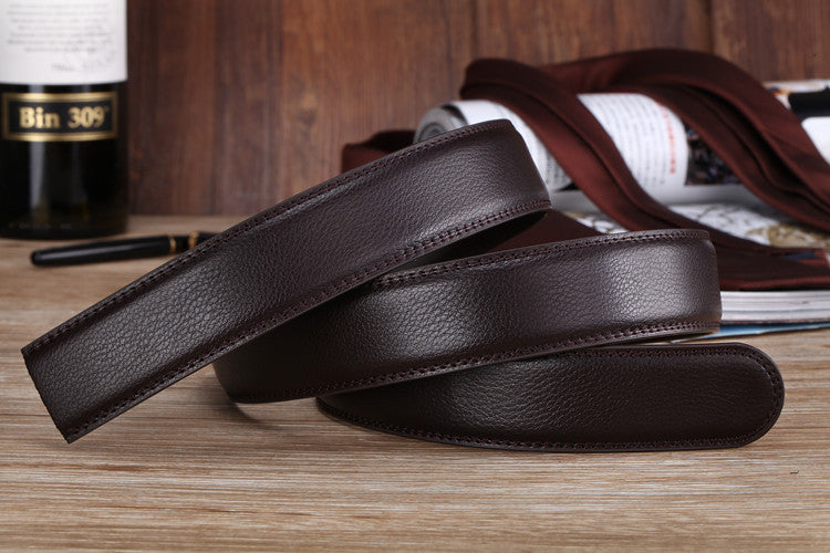 Men's Automatic Buckle Belts No Buckle 3.5cm Belt Body without Buckle High Quality Male PU Leather Strap Jeans Belt Wide