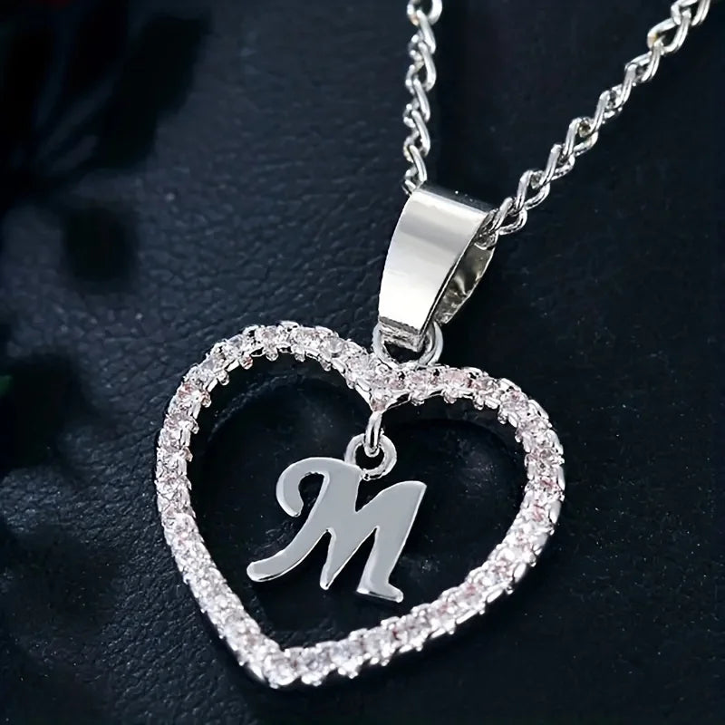 Bohemian Style Heart-shaped Letter Pendant Necklace, Wedding Party Gift For Men And Women,Delicate Gift for Men And Women